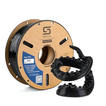 Siraya Tech Flex TPU 64D – High Elastic 3D Printer Filament, Black, 1kg - color: Tpu 64d Black