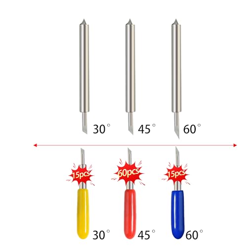 90PCS Replacement Blades,60PCS 45°Standard Blades, 15PCS 30°Fine Point Blades and 15PCS 60°Deep Cut Blades