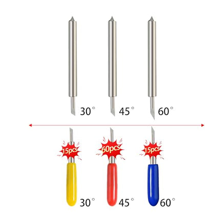 90PCS Replacement Blades,60PCS 45°Standard Blades, 15PCS 30°Fine Point Blades and 15PCS 60°Deep Cut Blades