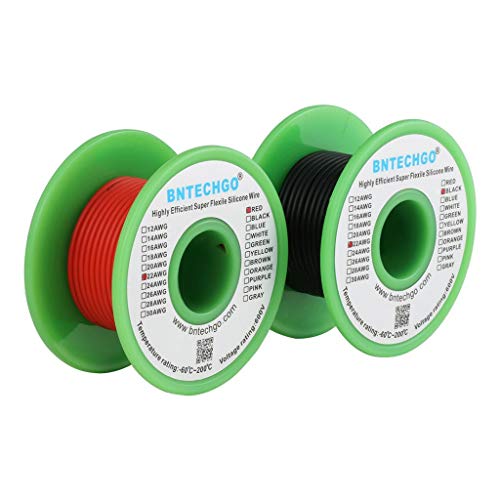 BNTECHGO 22 AWG Silicone Wire Red Black 25ft Stranded Tinned Copper Wire - size: 22 Gauge, 25ft per color