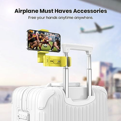 Klearlook 4 in 1 Adjustable Phone Stand - 360 Rotation Handsfree Viewing, Foldable Travel Essentials, Accessory for Flight/Home/Office - Yellow - color: Lemon Yellow