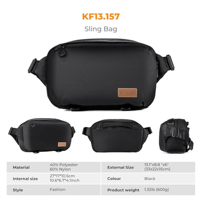 K&F CONCEPT 2 in 1 Camera Sling Bag, Everyday Shoulder Bag - color: 09 Black Medium