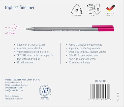 STAEDTLER Fineliner triplus 42, 4 Pack - style: 42 Colors - 4 Pack