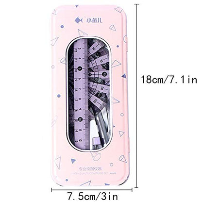 Adela 8 Pieces Student Math Geometry Tool Set Drawing Compass (05064Pink) - color: 05064pink