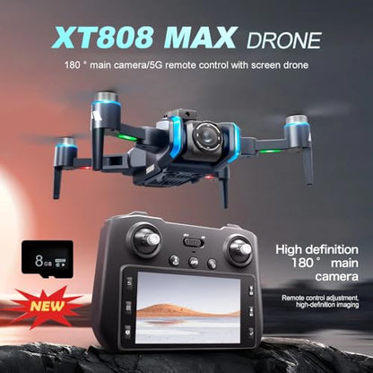 GPS Drone with Camera for Adults, 4.5" Screen Remote Controller, Foldable Design, 2 Batteries, Beginner-Friendly FPV RC Quadcopter, Auto Return, Follow Me, One Key Takeoff/Landing, Altitude Hold, LED Light, Under 249g