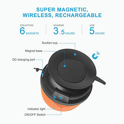 Agrieyes W08 Wierless Amber LED Beacon Lights, Magnetic Base Strobe Lights - color: Round Amber