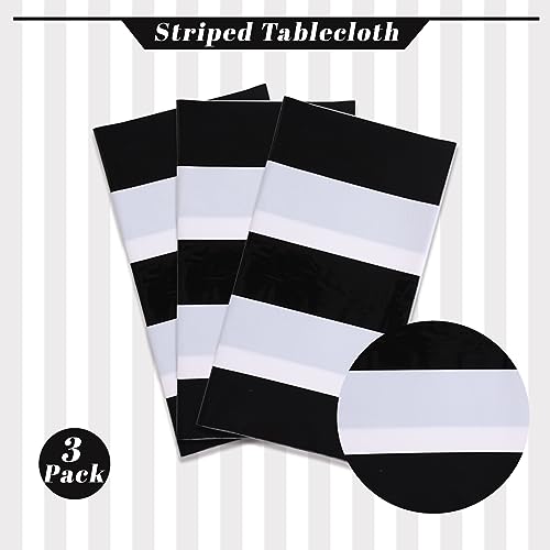 Kesfey Black Striped Tablecloth Picnic Vertical Stripe Table Cover 3 Packs - color: Black Vertical Striped