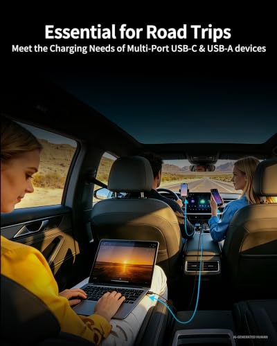 Car Charger USB C, 130W 3-Port Fast Cigarette Lighter USB Charger Adapter