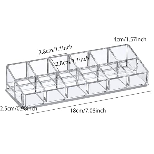 Clear Acrylic Lipstick Lip Gloss Organizer 12 Slots Cosmetic Display Holder for Nail Polish Essential Oil - color: 12 Slots