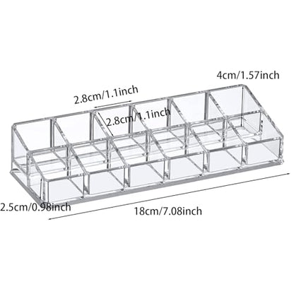 Clear Acrylic Lipstick Lip Gloss Organizer 12 Slots Cosmetic Display Holder for Nail Polish Essential Oil - color: 12 Slots
