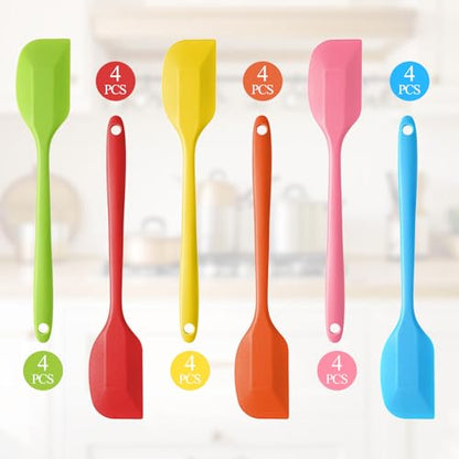 JJUNW 24 Pieces Small Silicone Spatulas, 8.3 inch 6 Colors - size: 8.26"L x 1.37"W