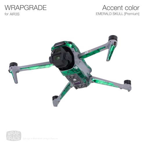 WRAPGRADE Skin Sticker for DJI Air 3S Accent Color Sticker (Emerald Skull) - color: Emerald Skull