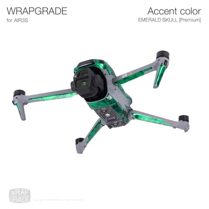 WRAPGRADE Skin Sticker for DJI Air 3S Accent Color Sticker (Emerald Skull) - color: Emerald Skull
