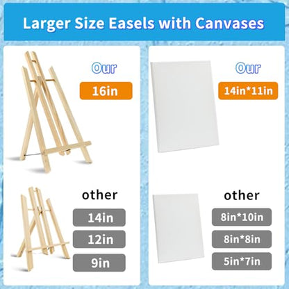 Painting Supplies78Pcs Set with 16" Easels+11"x14"Canvases for Sip&Paint