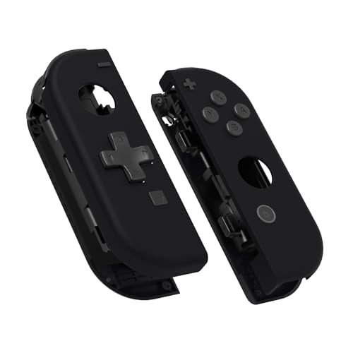 eXtremeRate Soft Touch Black Joycon Handheld Controller Housing (D-Pad Version) with Full Set Buttons, DIY Replacement Shell Case for Nintendo Switch & Switch Oled Joy-Con – Console Shell NOT Included - color: Black