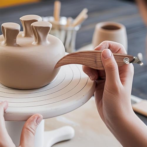 Sthmeyue Mug Handle Carving Tool, Pottery Handle Making Tools Set,5 PCS Walnut Wood Handle Sculpting & Carving Tools, Durable & Comfortable, Ideal for Shaping Clay Cup Handles
