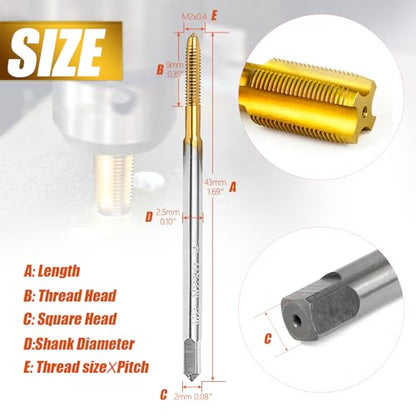 2Pcs M2 X 0.4 Thread Tap for Metal,M2 X 0.4 M2 HSS Thread Milling Tap - size: M2x0.4 - 2Pcs