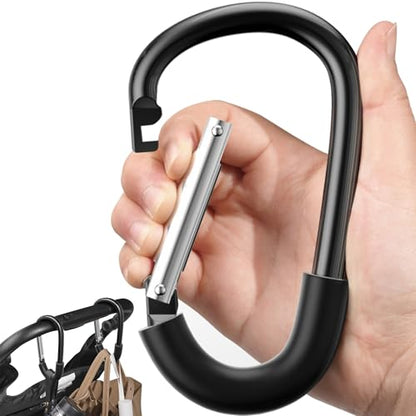 SURDOCA Stroller Hooks for Bags, Large Aluminum Clips, Universal Pram Use - color: Black, size: 1pc