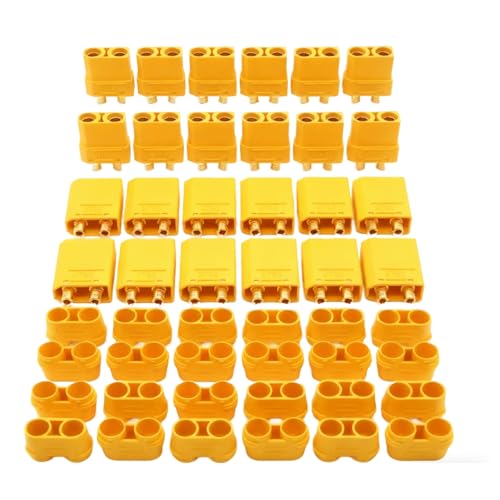 XT90 Connector Set with Solder Point Cover Caps (24pcs) - Upgraded Gold-Plated Copper for RC Vehicles and Electronics