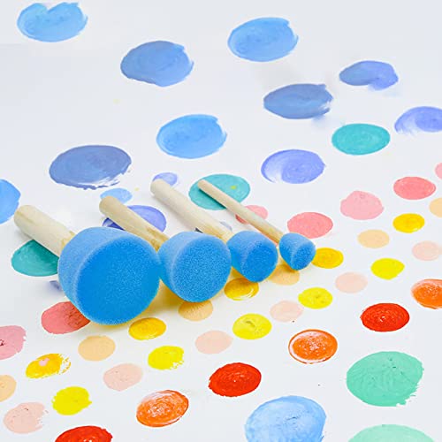 WAFJAMF 60 Pcs Round Sponges Brush Set 4 Sizes DIY Painting Tools Blue - color: Blue