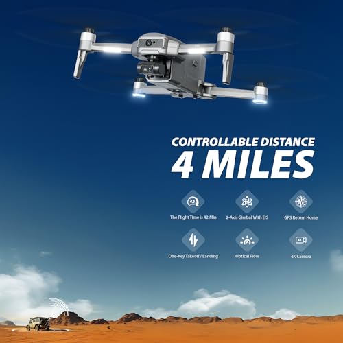 Contixo Drone for Adults, 4K Camera, 2-Axis Gimbal & EIS, Obstacle Avoidance, 5.5" Touch Screen Remote, GPS & Optical Flow, Brushless Motor, 4 Miles Flight & FPV Transmission, 42 * 4 Min Flight Time - style: F33 4 Batteries
