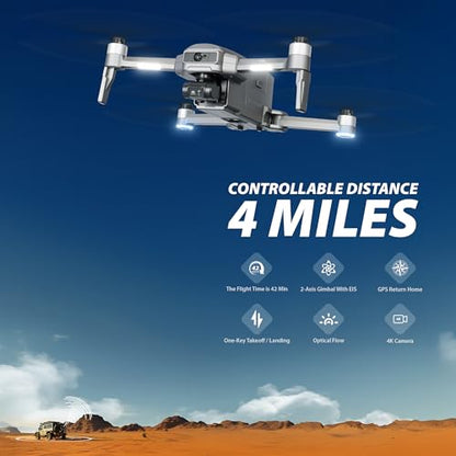 Contixo Drone for Adults, 4K Camera, 2-Axis Gimbal & EIS, Obstacle Avoidance, 5.5" Touch Screen Remote, GPS & Optical Flow, Brushless Motor, 4 Miles Flight & FPV Transmission, 42 * 4 Min Flight Time - style: F33 4 Batteries