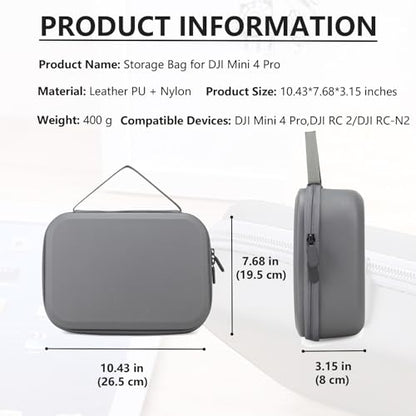Storage Bag for Mini4 -Mini 4 Pro Drone Case Hard Shell Travel Carrying case Compatible with Mini 4 Pro, DJI RC 2/DJI RC-N2 Remote Controller & Accessories - color: DJI Mini 4 Pro-Grey
