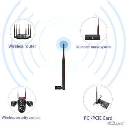 WiFi 6E Tri-Band 2.4GHz 5GHz 6GHz SMA Male Antenna, Compatible with WiFi Router Motherboard Camera PCI-E Network Card USB Adapter Security Camera Video 2-Pack 19.5cm Peak WiFi Antennas