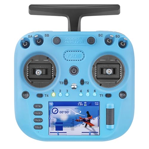 Radiomaster TX15 Radio Controller 2.4GHz 16 Channel EdgeTX Radio Transmitter, with V5.0 Hall Gimbals/3.5" IPS Touchscreen, Fits FPV Drones/Multirotors/RC Helicopter/Car Boats, Mode 2 (Blue) - color: Blue