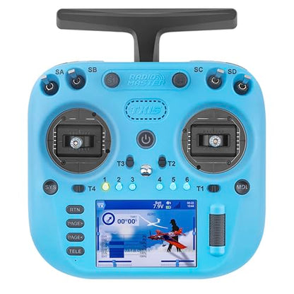 Radiomaster TX15 Radio Controller 2.4GHz 16 Channel EdgeTX Radio Transmitter, with V5.0 Hall Gimbals/3.5" IPS Touchscreen, Fits FPV Drones/Multirotors/RC Helicopter/Car Boats, Mode 2 (Blue) - color: Blue