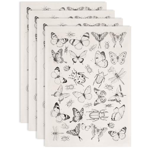 EVERJOYCRAFT 4pcs Underglaze Transfers for Pottery Butterfly Ceramic Decals - color: Insect Butterfly