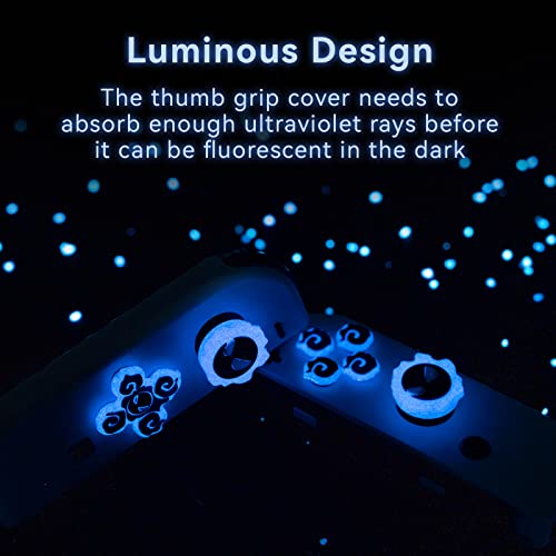Cross D-Pad Button Caps Luminous Silicone Thumb Grips Set, ABXY Buttons Sticker Joystick Cover Caps Compatible with Nintendo Switch/OLED Controller (Gastly)