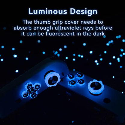 Cross D-Pad Button Caps Luminous Silicone Thumb Grips Set, ABXY Buttons Sticker Joystick Cover Caps Compatible with Nintendo Switch/OLED Controller (Gastly)