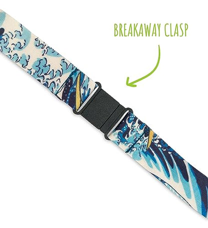 Limeloot Lanyard for Keys, ID Badge, Accessories | Neck Lanyard for Men and Women with Quick Release Buckle and Flat Ring - color: Hokusai Wave