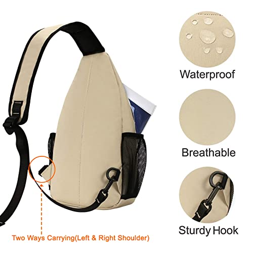 MOSISO Small Sling Bag for Men, Crossbody Shoulder Chest Daypack Bag - color: Beige