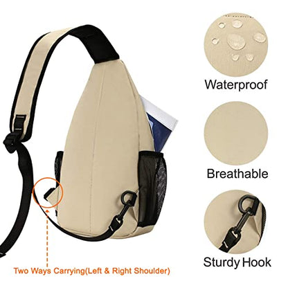 MOSISO Small Sling Bag for Men, Crossbody Shoulder Chest Daypack Bag - color: Beige