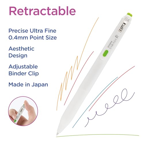 Zebra Pen SARASA R Vivid Gel Retractable Pen, Black Ink, 0.4mm, 12-Pack - color: Black