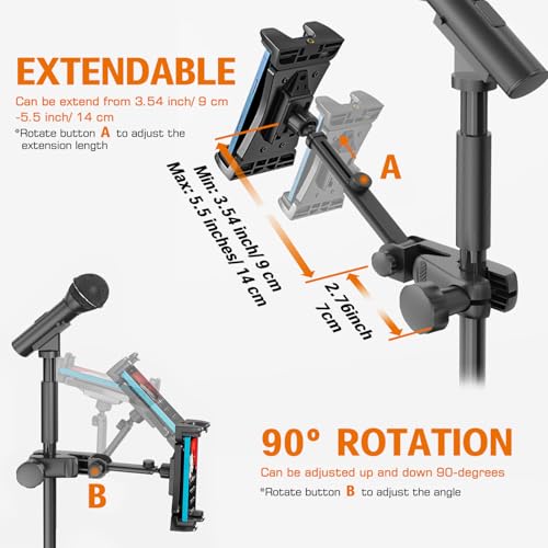Tablet Holder for Microphone Stand, iPad Mount for Sheet Music Stand