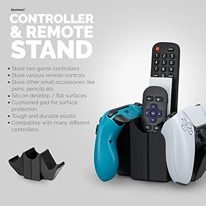 BRAINWAVZ Dual Game Controller & Storage Desktop Holder, Universal Design for Xbox ONE PS5 PS4 PC Gamepads, Reduce Clutter, UGDS-01 - color: 2 Controllers & Remotes Black