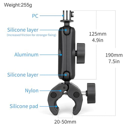 SOONSUN Heavy-Duty Super Clamp Mount for Insta360 and GoPro Action Cameras