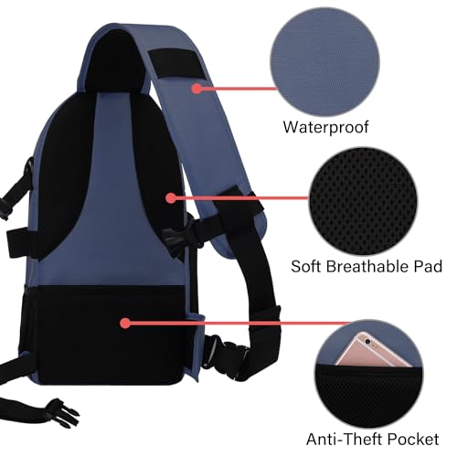 MOSISO Camera Sling Bag, Photography Shoulder Bag Compact Camera Backpack - color: Steel Blue