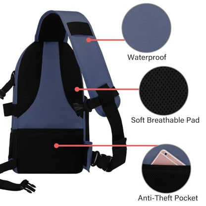 MOSISO Camera Sling Bag, Photography Shoulder Bag Compact Camera Backpack - color: Steel Blue