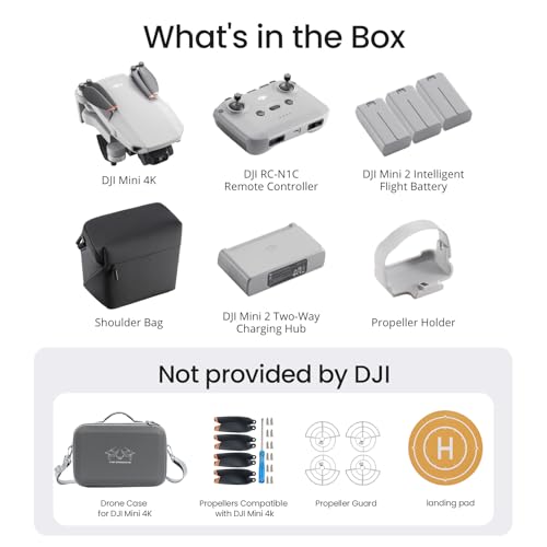 DJI Mini 4K Fly More Bundle, Drone with 4K UHD Camera for Adults, 3 Batterys, Drone Case, Propellers Compatible, Propeller Guard, landing pad