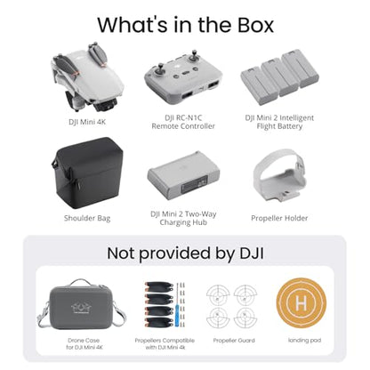 DJI Mini 4K Fly More Bundle, Drone with 4K UHD Camera for Adults, 3 Batterys, Drone Case, Propellers Compatible, Propeller Guard, landing pad
