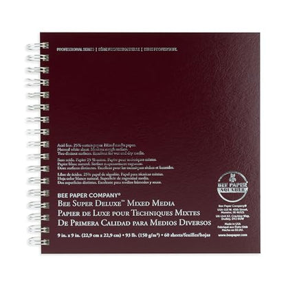 Bee Paper - 9"x 9" Super Deluxe Mixed Media Sketching Pad, 60 Sheets - size: 9-inch x 9-inch, 60 Sheet Wire Bound Pad