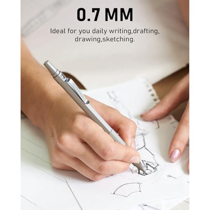 Nicpro 0.7mm Metal Mechanical Pencil Set with Case - color: Silver, style: 0.7 MM