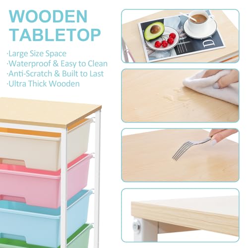 Utility Cart with 4 Drawers, Rolling Storage Cart with Drawers, Rainbow - color: Rainbow, size: 4 Drawers