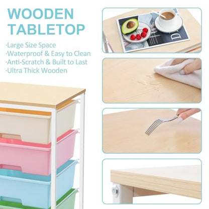 Utility Cart with 4 Drawers, Rolling Storage Cart with Drawers, Rainbow - color: Rainbow, size: 4 Drawers