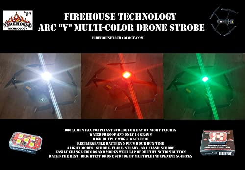 Firehouse Technology Drone Strobe 4 Light Navigation Kit - 2- White,1- Red, 1-Green FAA Compliant and tested 3.5 SM