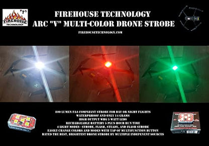 Firehouse Technology Drone Strobe 4 Light Navigation Kit - 2- White,1- Red, 1-Green FAA Compliant and tested 3.5 SM